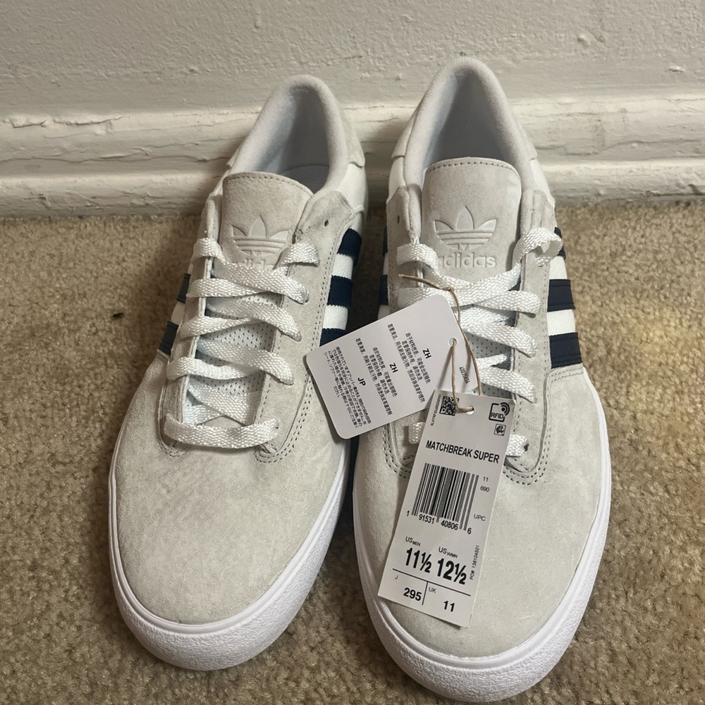 adidas Matchbreak Super White with Navy Stripes Sneakers